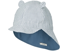 Liewood blue wave/creme de la creme striped reversible sun hat Gorm